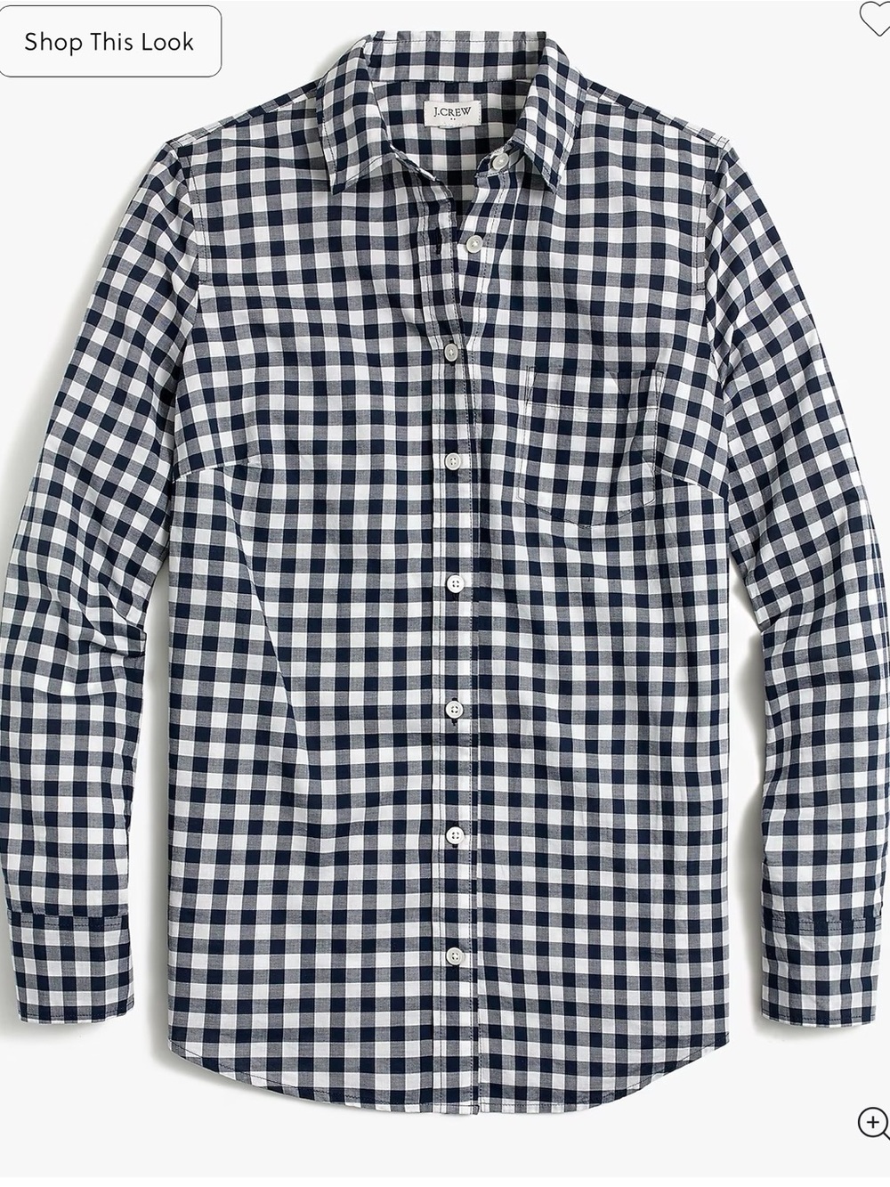 J. Crew Navy and White Gingham Button-Down Shirt